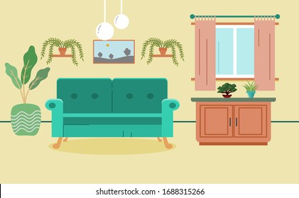 Living room interior vector design