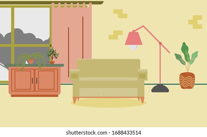 Living room interior vector design