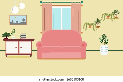 Living room interior vector design