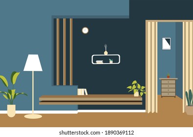 Living room interior vector design. Vector banner