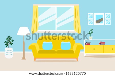Living room interior vector design