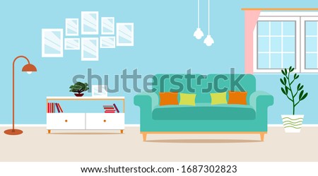 Living room interior vector design
