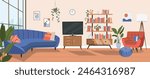 Living room interior. Vector flat  cartoon illustration