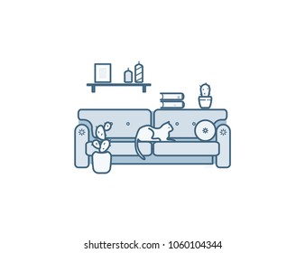 Living room interior. Vector illustration.
