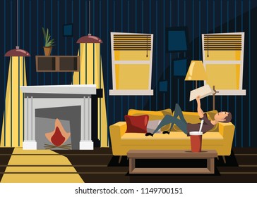 living room interior vector illustration 