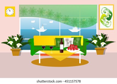 Living room interior vector illustration