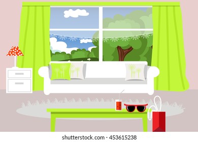 Living room interior vector illustration
