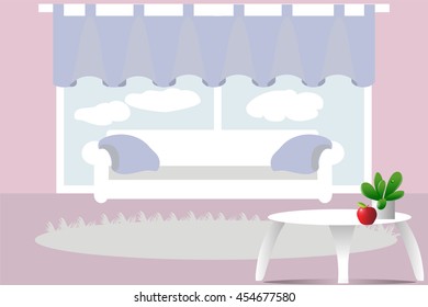 Living room interior vector illustration