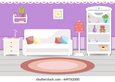 Living room interior. Vector illustration
