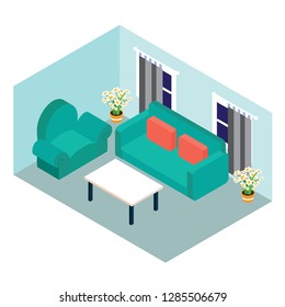 Living Room Isometric Illustration