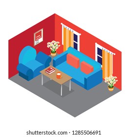 Living Room Isometric Illustration