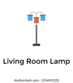 Living room lamp flat icon design 