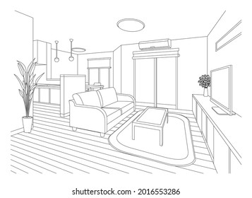 Ilustración vectorial de la línea de salón.