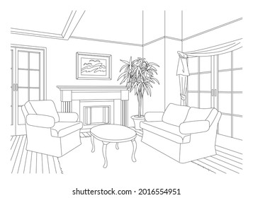 Ilustración vectorial de la línea de salón.