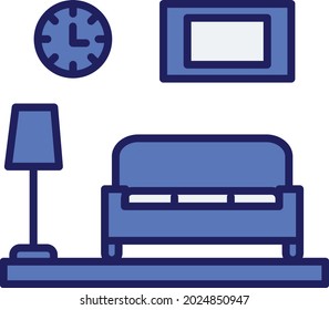 Living Room Line Filled Vector Icon Design