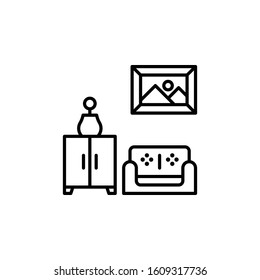 Living Room  line icon vector illustration. interior symbol. isolated on white background.
