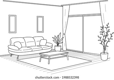 Living room line perspective illustration