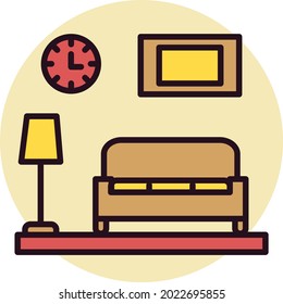 Living Room Linear Vector Icon Design