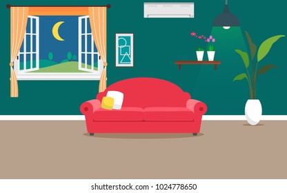 living room at the night vector design