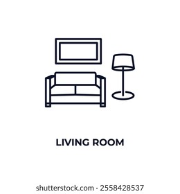 living room  outline icon. Linear vector from furniture concept. Thin line living room  icon isolated on white background