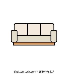 Living room & patio furniture 3 seat grey fabric sofa vector icon set