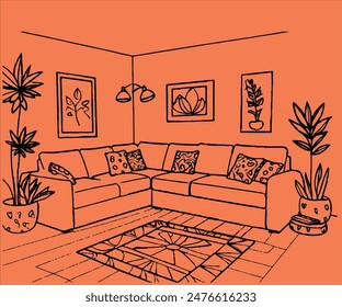 living room with a photograph