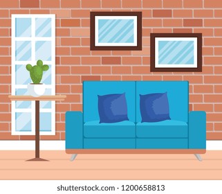 living room place with sofa