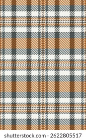 Living room plaid texture tartan, underwear vector seamless background. Packing textile fabric pattern check in white and orange colors palette.
