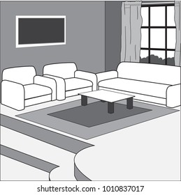Living room or reception room vector drawn