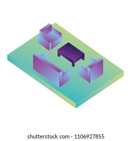 living room scene isometric icon