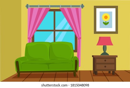 Living room scene vector illustration