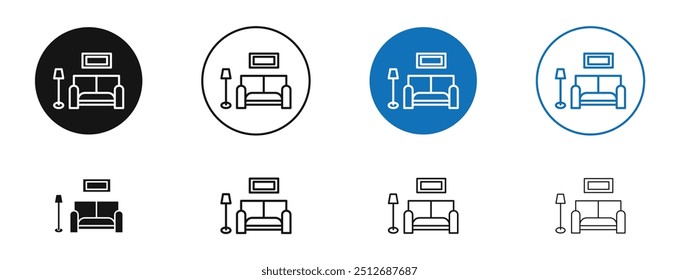 Living room in set in black and blue color