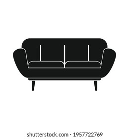 living room sofa black simple icon. Vector living room sofa black simple icon isolated on white background for web, game, app and advertising