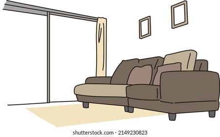 Living room with a sofa by the window