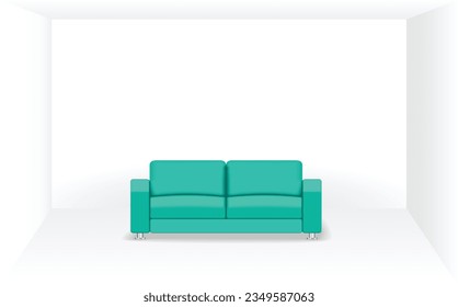 Living room with sofa. Flat style. Interior design vector illustration. Abstract 3d template for background.