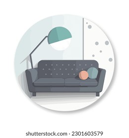 Living room with sofa vector illustration