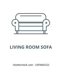 Living room sofa vector line icon, linear concept, outline sign, symbol