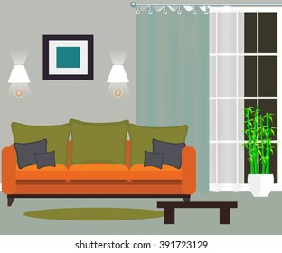 living room with sofa and window