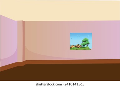 Living room with sofa and window | indoor room isolated vector illustration