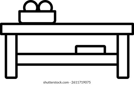 Living room table black outline icons vector for illustration and graphic design