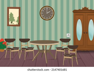 Living Room With Table and Chairs 3D Vector Art