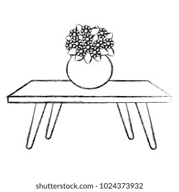 living room table with cute vase and flowers decorative