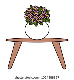 living room table with cute vase and flowers decorative