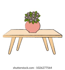living room table with cute vase and flowers decorative
