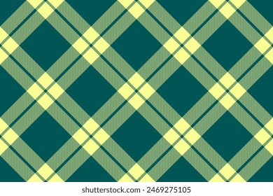 Living room textile fabric vector, softness check background seamless. National plaid pattern tartan texture in teal and lime colors.