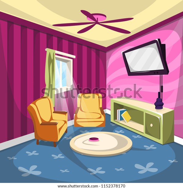 Living Room Tv Rooms Furniture Sofa Stock Vector Royalty