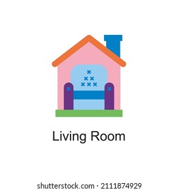 Living Room vector Flat Icon Design illustration. Home Improvements Symbol on White background EPS 10 File