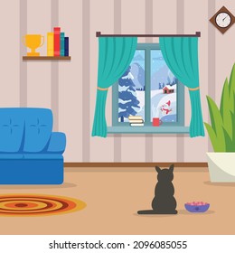 living room vector flat illustration
