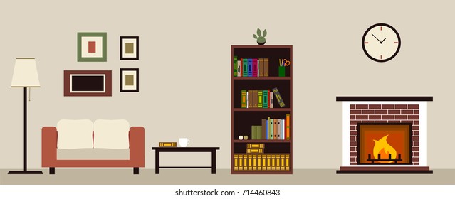 Living room vector. Furniture and design