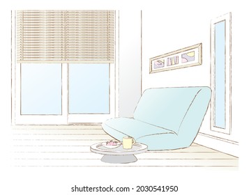 Ilustración vectorial de sala de estar. Ilustración vectorial de la habitación.